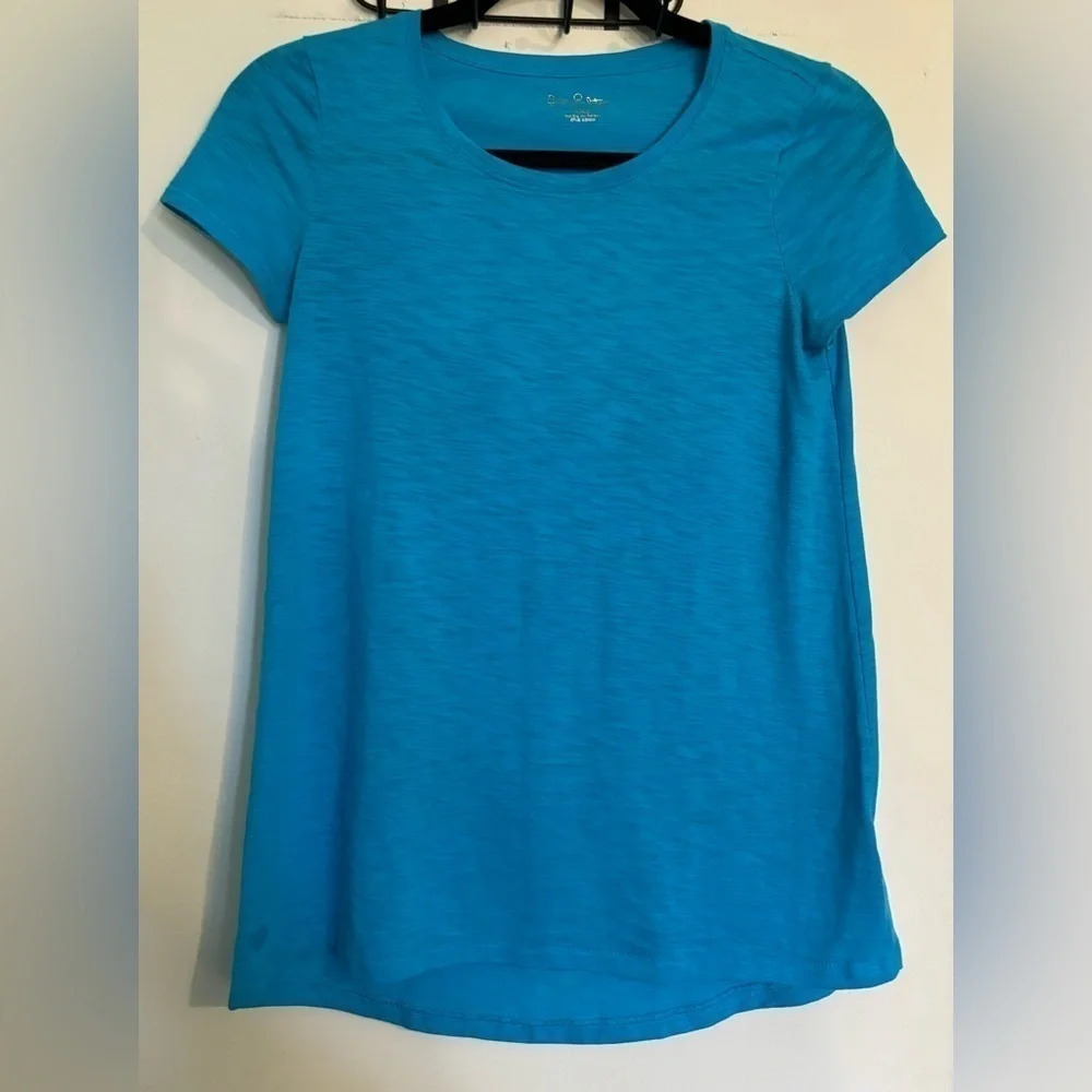 NWOT Lilly Pulitzer Etta Scoop Neck Tee SZ XXS Turquoise short‎ sleeve neon